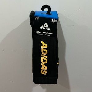 Adidas 3 Pair Crew Socks, Shoe Size 6-12